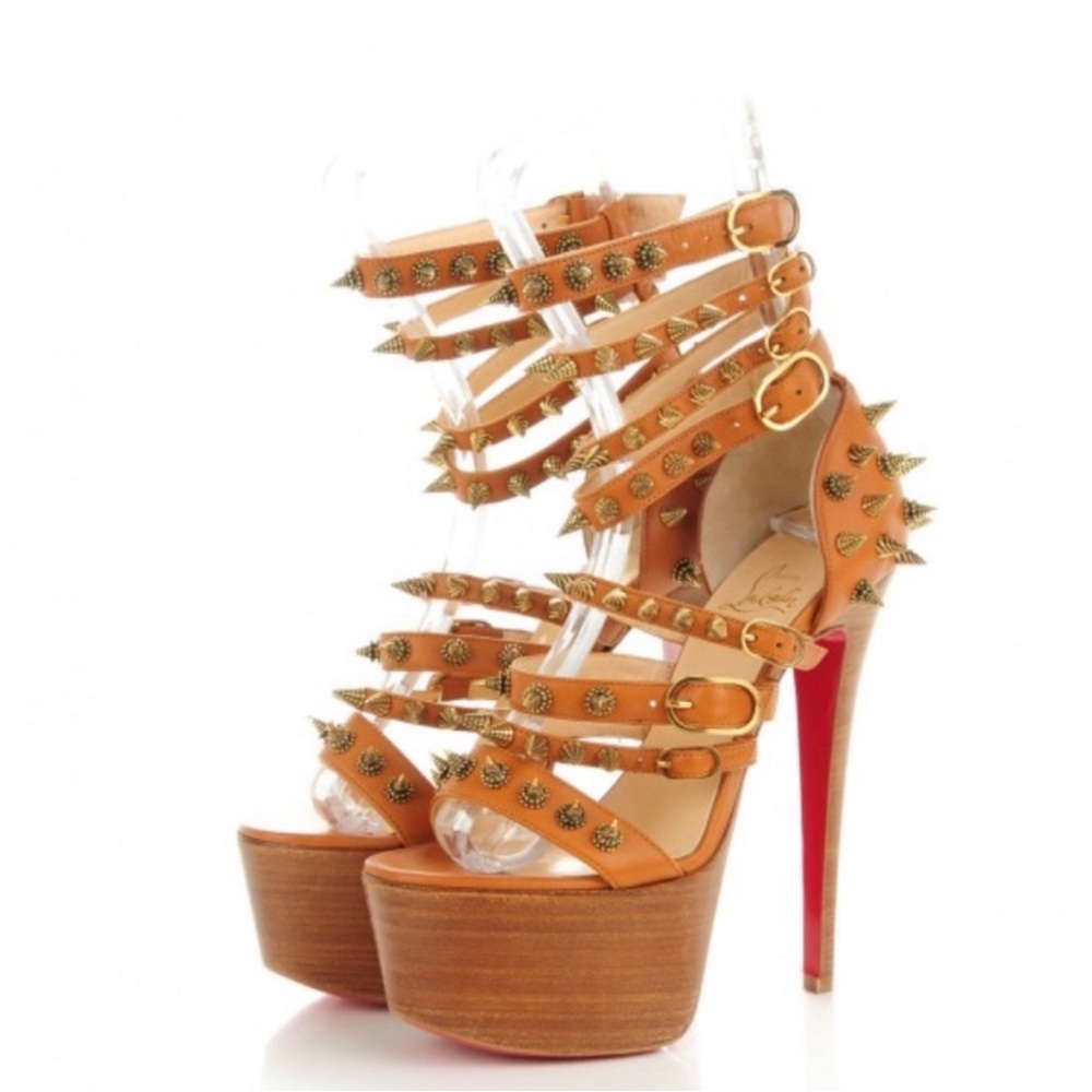 Christian Louboutin Boticellita Sz 38 1/2 Limited Edition Spiked Platform Heels